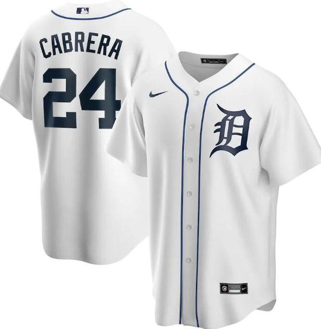 Men's Detroit Tigers #24 Miguel Cabrera White Cool Base Stitched Jersey